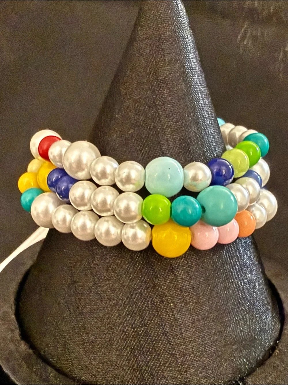 RUSH by Denis & Charles 3 Stack Stretch Bracelets Faux Pearl Color Bead Set